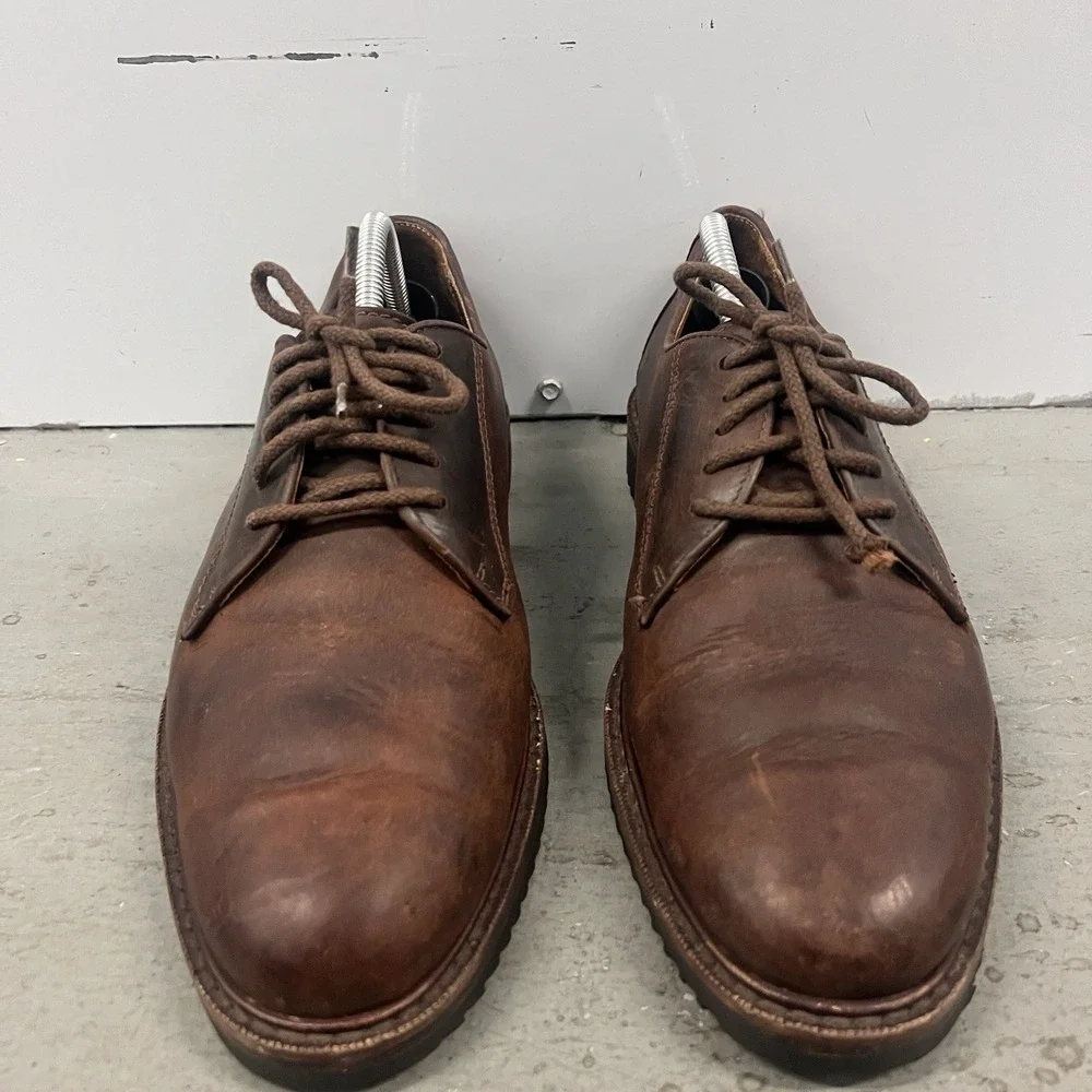 Cole‎ Haan Country Men's 9.5 M Dark Brown Distressed Leather Oxford Derby Shoes